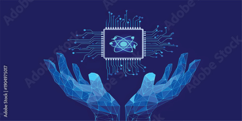 A digital vector illustration featuring a hand holding a glowing heart against a global network sky, symbolizing a business communication concept of social energy and internet connectivity in space