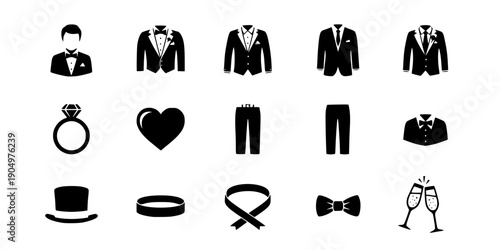 Groom White Dinner Jacket Wedding Silhouette