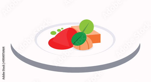 Gourmet Dish with Fresh Vegetables and Garnish.