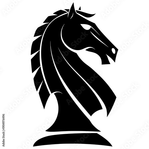 Black knight chess piece in vector art design