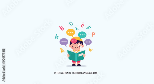 Young Girl Learning Alphabet and Languages.