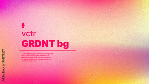 Abstract grainy gradient vector background in vibrant pink, orange and yellow colors. Colorful noise texture overlay for retro style wallpaper or social media cover design.