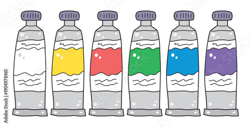 Paint tube colors set cartoon illustration isolated vector