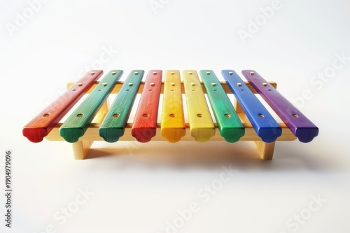 A Colorful Xylophone: A vibrant close-up of a brightly colored xylophone on a light background, highlighting musical composition.