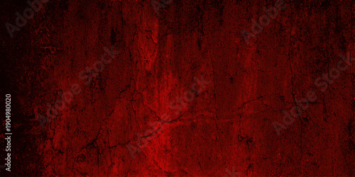 A dark and grungy vintage red wood texture background featuring an aged surface with a rough antique pattern and rusty brown paint strokes on an old weathered wall backdrop