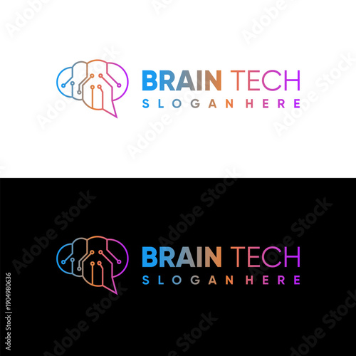 Technology brain concept logo design. Suitable for various business logos.