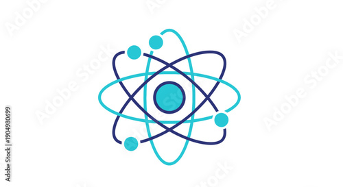 Atomic Structure Illustration Featuring Nucleus and Electrons in Orbital Paths