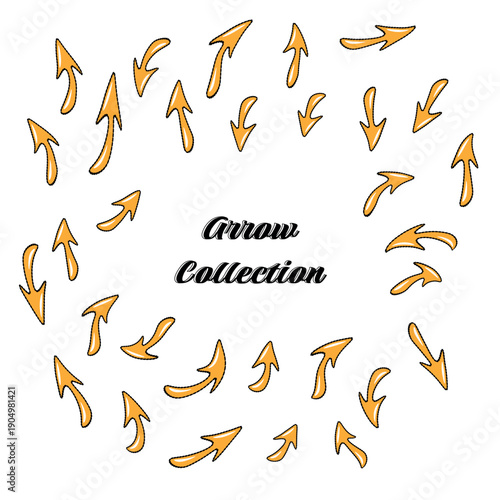 Business element icon in doodle style, arrow, infographic. Isolated vector illustration design. Hand drown business icon. Business idea concept.