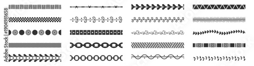 Ornamental decorative borders and dividers vector collection, abstract geometric and classic design elements on transparent background