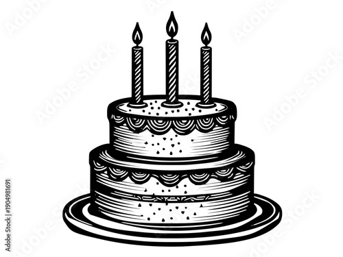 Eine detailreiche Geburtstagstorte mit Kerzen als Laser-Vektormotiv. Ideal für Geburtstagsgeschenke, Bretter oder personalisierte Deko aus Holz.KI Generiert