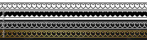 Seamless heart border pattern romantic decorative vector design on transparent background