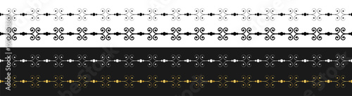 Seamless ornamental scroll flourish border pattern abstract decorative vector design on transparent background