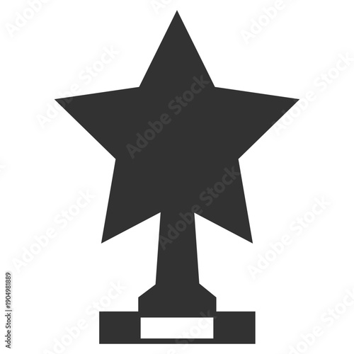 Star trophy award icon silhouette vector symbol for winner achievement and competition on transparent background
