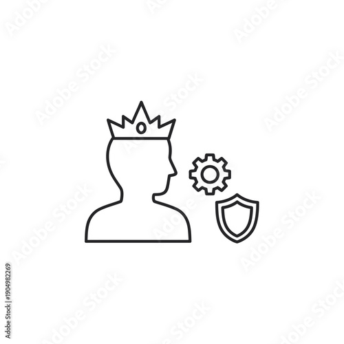 Admin Privileges Icon on White Background for User Access