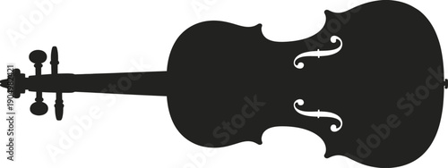 Elegant black and white silhouette of a classic violin instrument isolated on white background, Vector, illustration