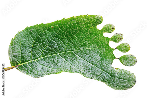 Single green leaf isolated on white background