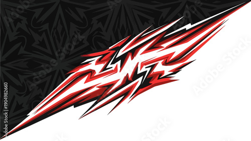 Dynamic Illustration of Lightning Bolt on Diagonal Background with Abstract Patterns and Bold Colors