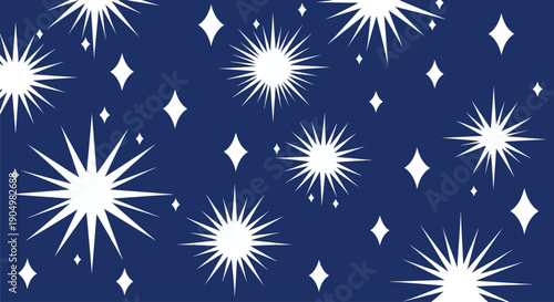 A celestial display of stars and diamonds scattered across a dark blue night sky viewed from a direct overhead perspective