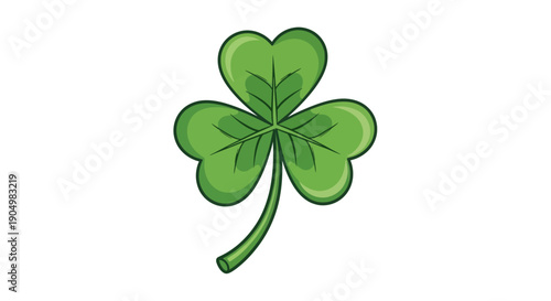 Digital illustration of a green four-leaf clover on a plain background viewed from directly above