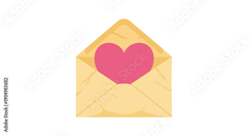 Envelope with Heart Symbol on White Background, Illustration of Love Letter