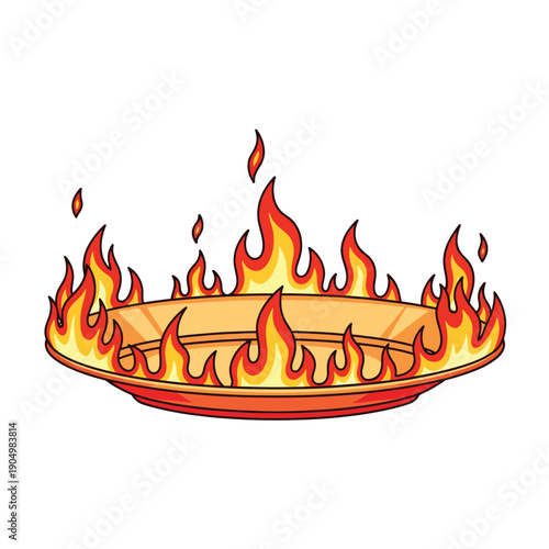 Flaming Pizza on Plate