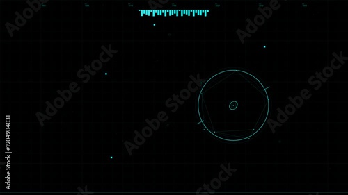 Wallpaper Mural Hud animation shows moving circles and lines on a dark background while displaying various elements and information in the top area Torontodigital.ca
