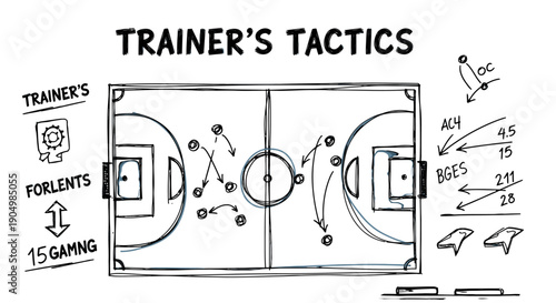 Soccer tactics diagram on a whiteboard for training and strategy.