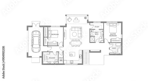 Detailed architectural floor plan of a modern residential house.