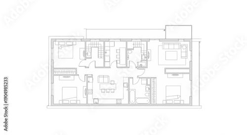 Detailed architectural floor plan of a modern residential building.
