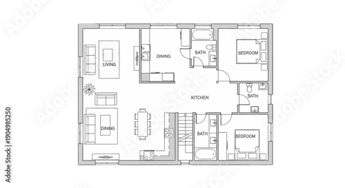 Detailed architectural floor plan of a modern residential building.
