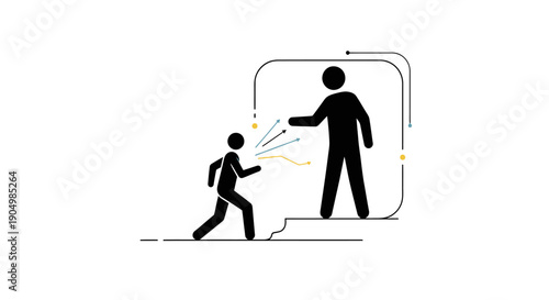 Silhouette of person helping another person out of a digital frame.