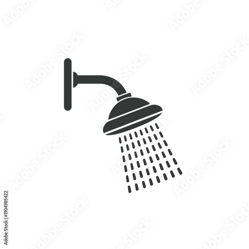 A modern shower head emitting a stream of water droplets isolated on white background, Vector, illustration