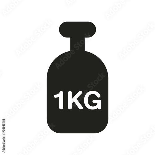 Black silhouette of a 1kg spray bottle with a pump dispenser on top isolated on white background, Vector, illustration