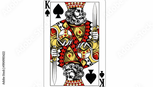 King of Spades playing card illustration showcasing royalty, cards, games, suits, strategy from a straightforward viewpoint