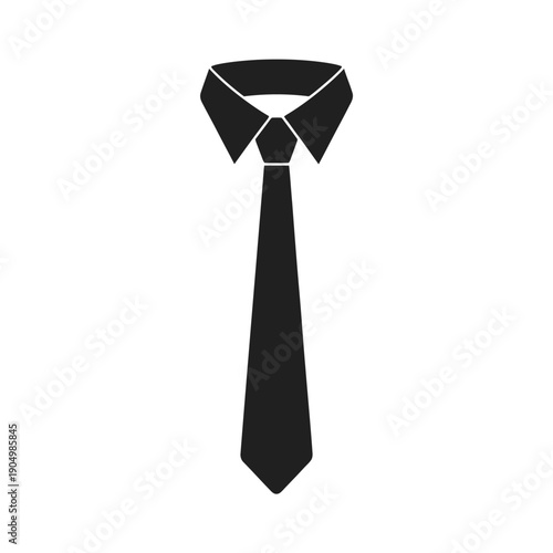 Elegant black tie with a classic four-in-hand knot design isolated on white background, Vector, illustration