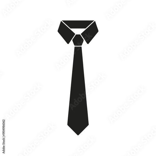 Elegant black necktie with a classic windsor knot design against a plain background. isolated on white background, Vector, illustration