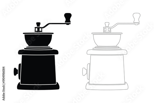 Vintage Coffee Grinder Icon - Manual Grinding Machine