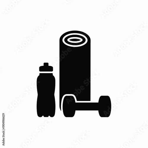 Essential gym equipment set for home workouts and fitness training isolated on white background, Vector, illustration