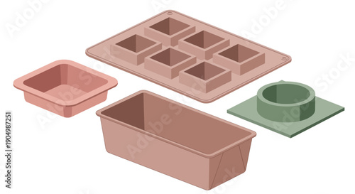 Assorted silicone baking molds displayed on a clean surface, showcasing various shapes and sizes for culinary preparation