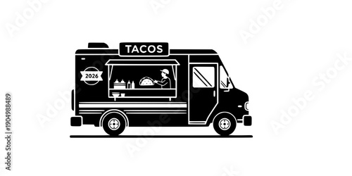 Wedding Food Truck Late Night Snack Silhouette