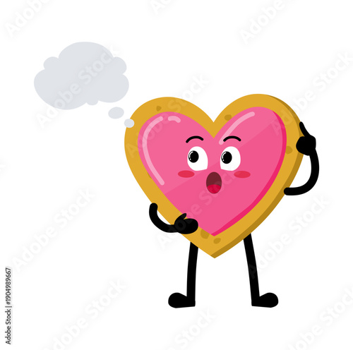 Cute Hand Drawn Heart-shaped Cookie Daydreaming Imagining