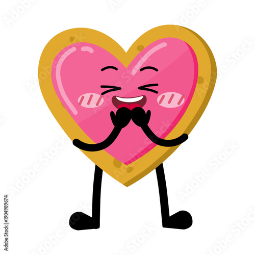 Cute Hand Drawn Shy Heart-shaped Cookie Blushing
