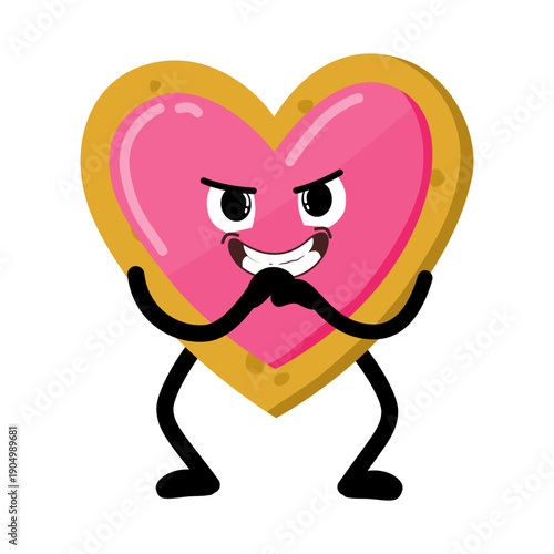 Cute Hand Drawn Mischievous Heart-shaped Cookie Expression