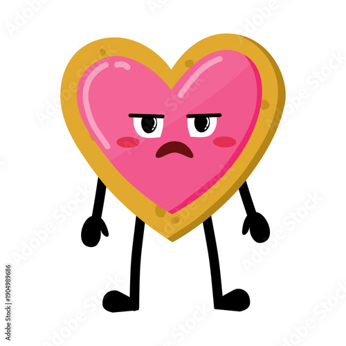 Cute Hand Drawn Bored Heart-shaped Cookie Don't Know What To Do
