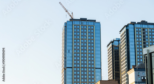 Fotografie skyscraper high rise landmark city scape huge town buildings panorama view with