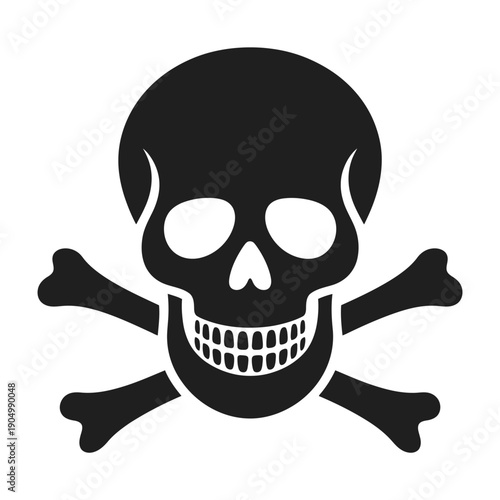 Classic black skull and crossbones symbol depicting danger and piracy. isolated on white background, Vector, illustration