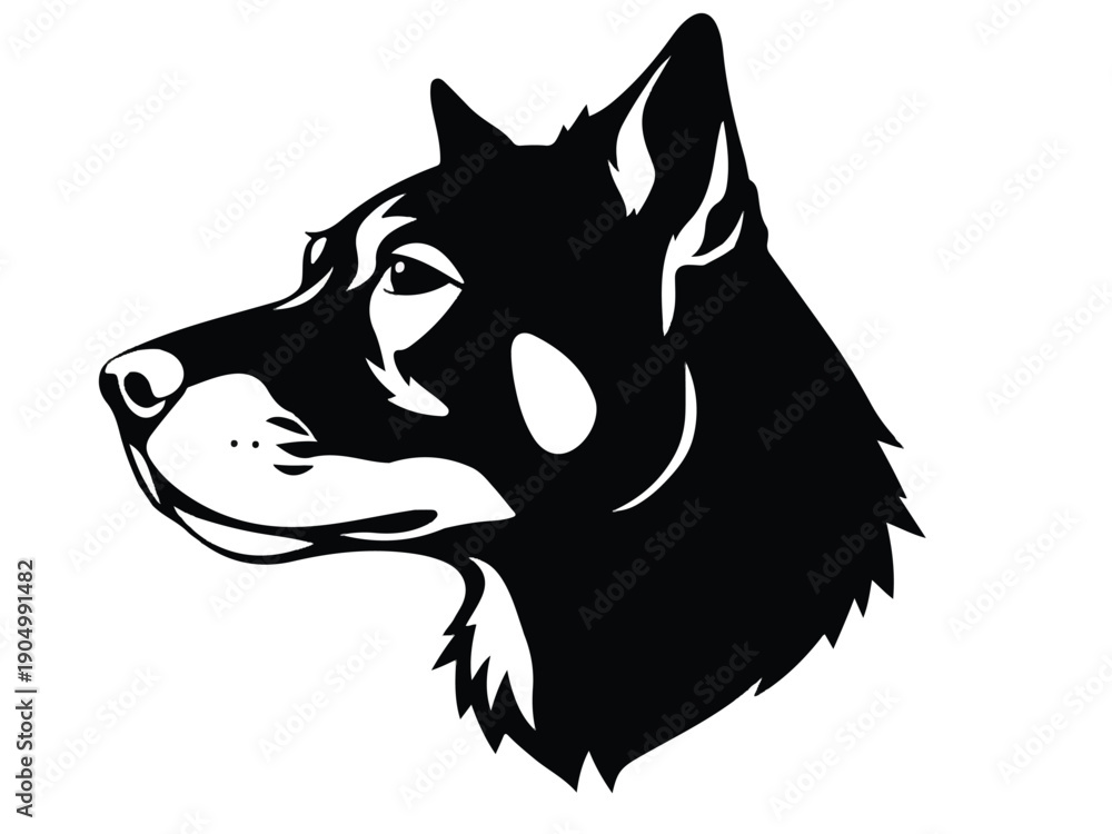 Fototapeta premium Dog head silhouette on whitte background. Dog logo design. Dog head vector illustration. 