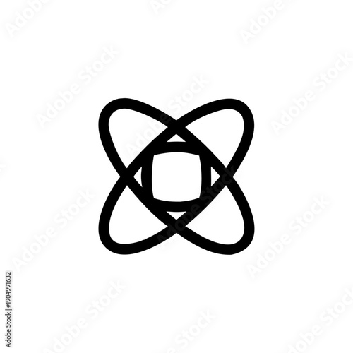 3D atom symbol icon on white background for science and chemistry concepts