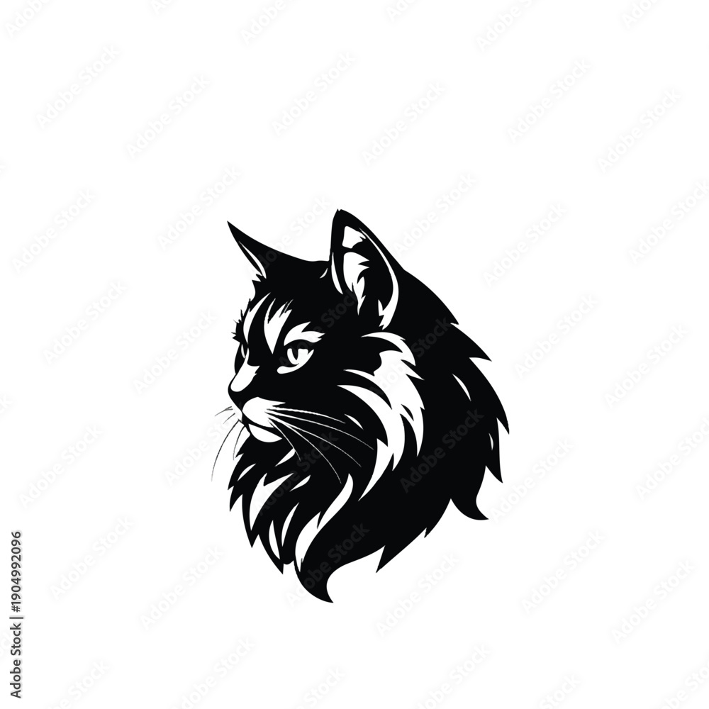 Obraz premium Cat logo design. Cat head silhouette on white background. Cat head vector illustration. 