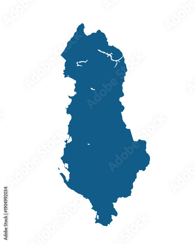 Map of Albania, sign silhouette. World Map Globe. Vector Illustration isolated on white background. Europe continent.